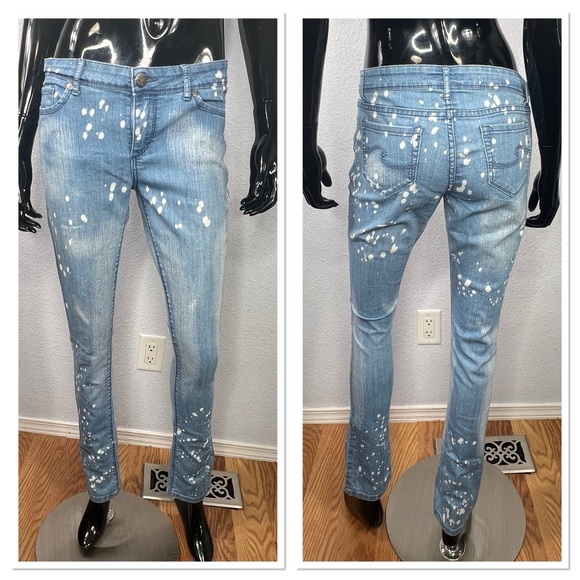 OP Denim - Op Ocean Pacific Jeans Denim Acid Washed Spattered Spots Sz 11